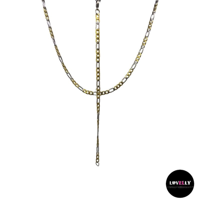 Parure maille figaro 6mm en acier bicolore -Lovelly Martinique