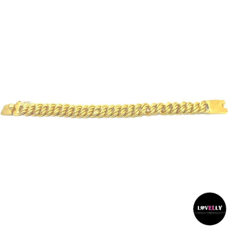 Bracelet maille américaine grand modèle 21cm en plaqué or-Lovelly Martinique