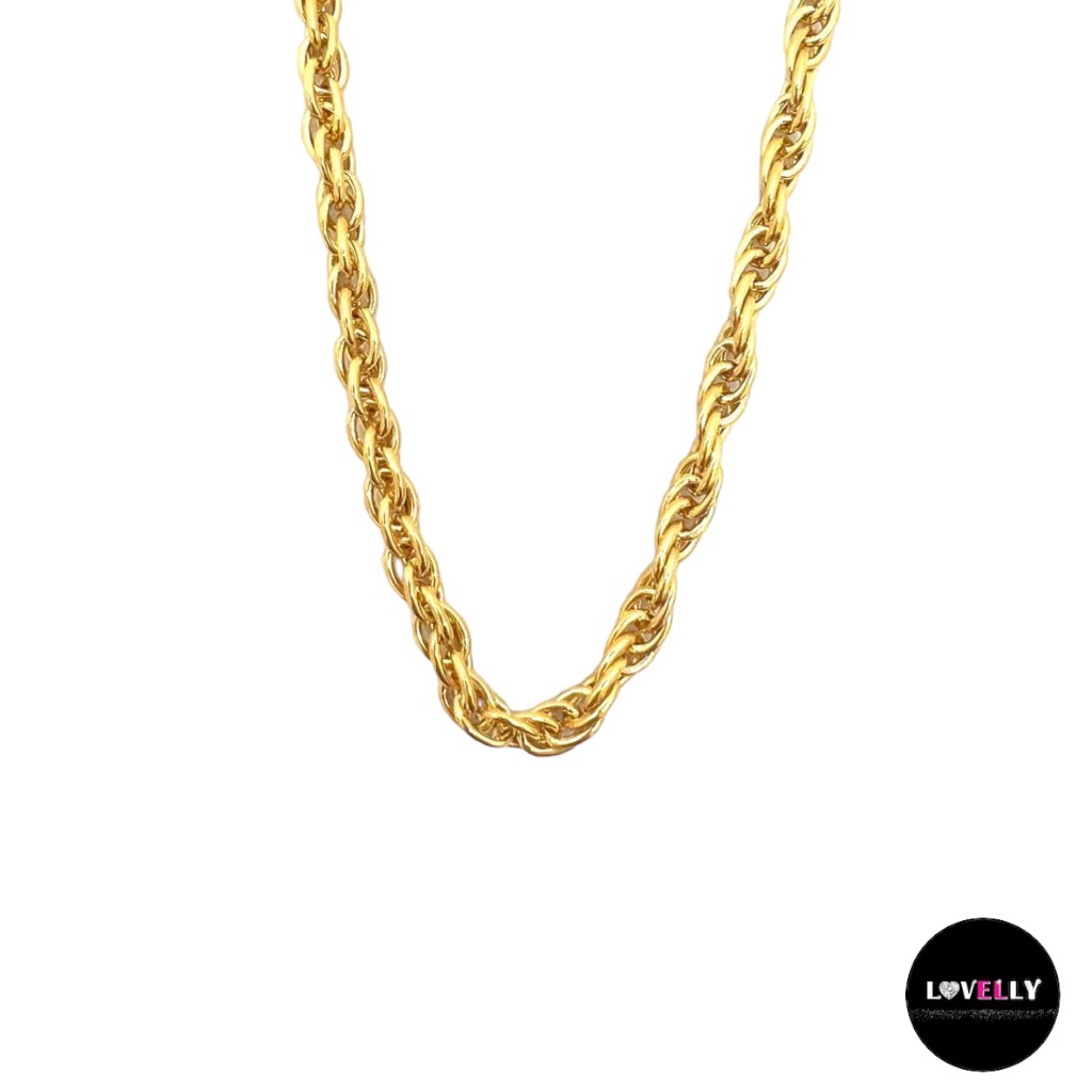 Collier Chaîne Plate Plaqué Or – Longueur 50 Cm – Unisexe – Occasion Bon état