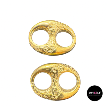 Boucles d’oreilles grain de café demi pépites en acier doré