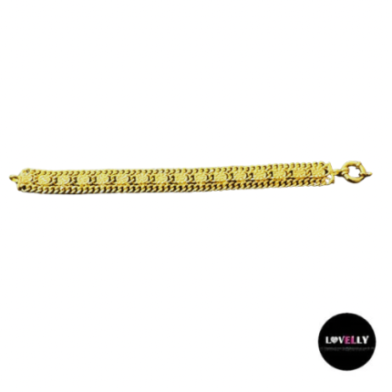 Bracelet maille gourmette fantaisie à médaillons ciselés  l=14mm - 2 longueurs disponibles en plaqué or