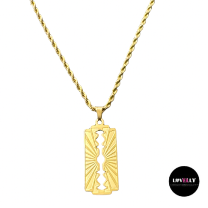 Collier torsadée 55cm avec pendentif Lame en acier doré