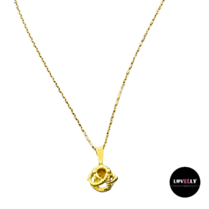 Chaîne simple avec pendentif Cyclone ciselé Ø11mm en plaqué or
