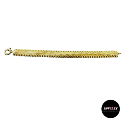 Bracelet multi rangs en maille gourmette l=14mm - 2 longueurs disponibles en plaqué or