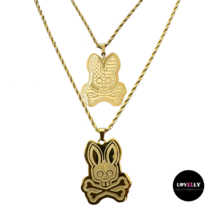 Collier torsadée 55cm avec pendentif Lapin malin en acier doré